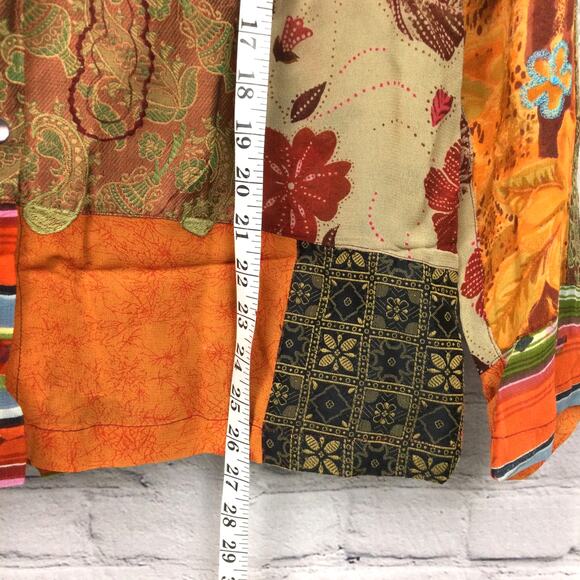 Chico’s Design Patchwork Boho Embroidered Floral Hooded Lined Shacket Sz 1 (M) - Picture 12 of 13